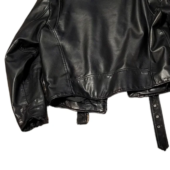 VTG OPEN ROAD LEATHER BLACK MOTORCYCLE JACKET SIZE 42